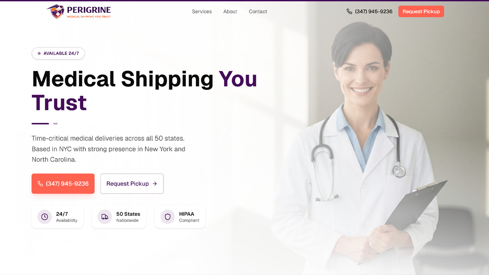 Perigrine Medical website screenshot